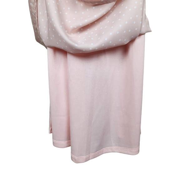 Lulu's Spot in my Heart Pink Polka Dot Satin Cowl Neck Mini Dress Women's Small - Picture 11 of 13